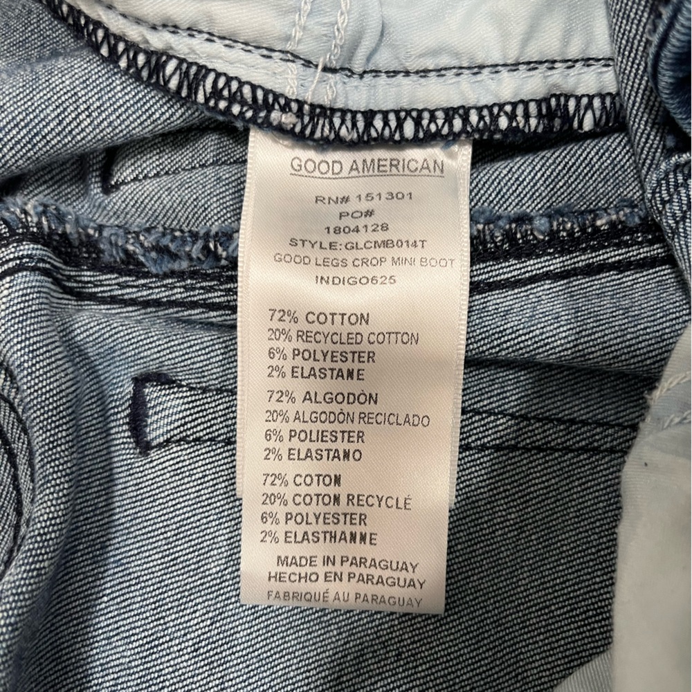 🔥 GOOD AMERICAN SOFT TECH GOOD LEGS CROP MINI BOOT JEANS – SIZE 2 🔥 - Picture 10 of 10